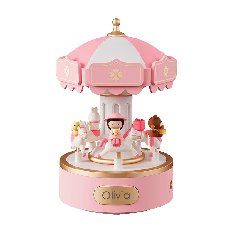 Custom Carousel Music Box with Lights – 6 Melodies – Baby Toy –Personalized– Baby Girl Birthday Gifts for Kids–Christmas Gift- Nursery Decor