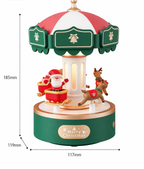 Personalized Light-Up Christmas Carousel Music Box | Rotating Merry-Go-Round | 6 Songs | LED Light | Holiday Gift Decor