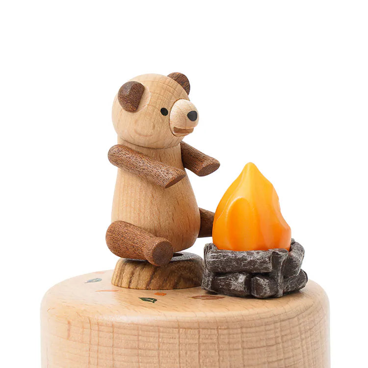 Forest Bonfire Bear Music Box