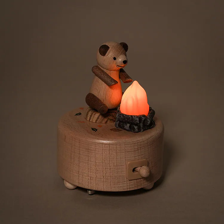 Forest Bonfire Bear Music Box