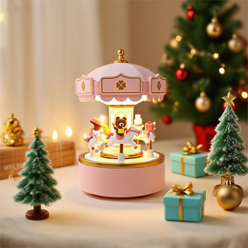 Custom Carousel Music Box with Lights – 6 Melodies – Baby Toy –Personalized– Baby Girl Birthday Gifts for Kids–Christmas Gift- Nursery Decor