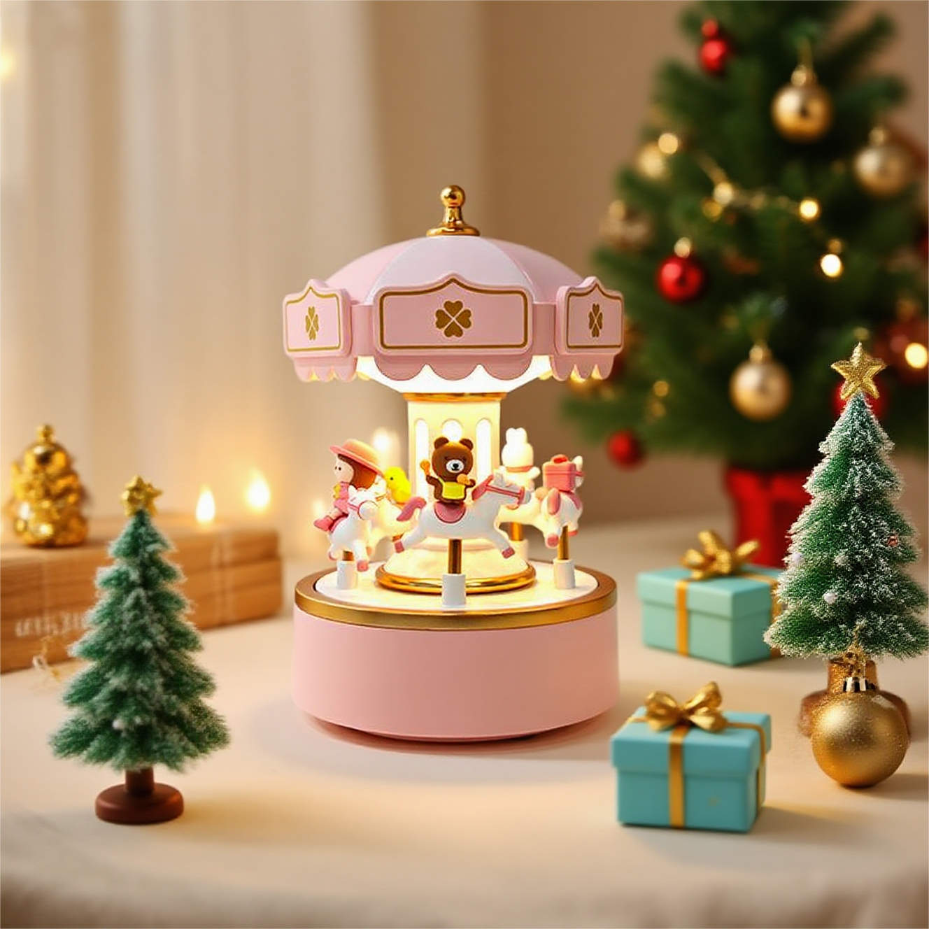 Custom Carousel Music Box with Lights – 6 Melodies – Baby Toy –Personalized– Baby Girl Birthday Gifts for Kids–Christmas Gift- Nursery Decor