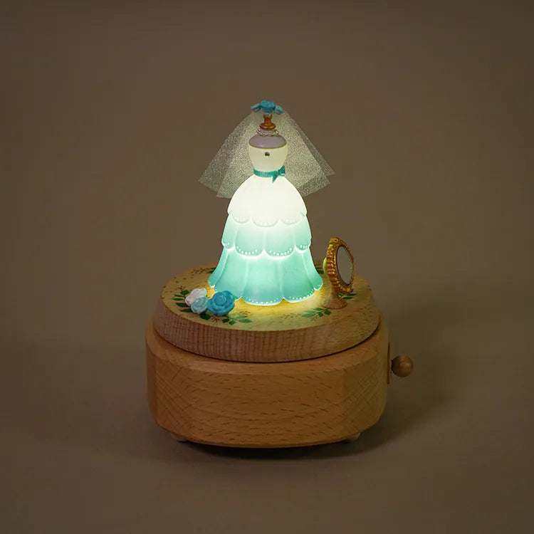 Wedding Gift Bride-to-be Wedding Dress Glowing Music Box Voice-activated Night Light